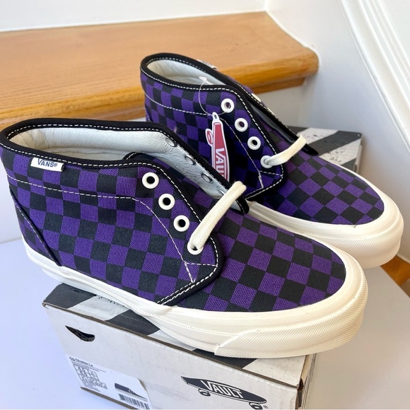 NWT Vans Vault Chukka LX Mid Rise in Checkerboard Canvas purple midrise sneakers - Picture 6 of 13